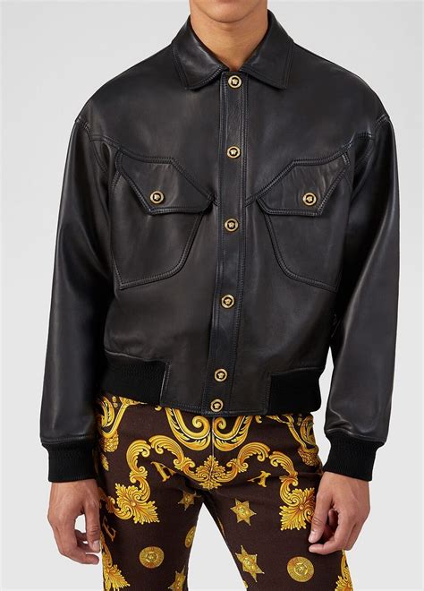 leather jacket versace|Versace leather jackets women.